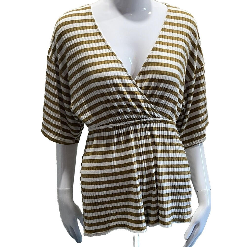 Urban Outfitters Romper Small Playsuit‎ Gold White Striped Short Jumper Stretch
